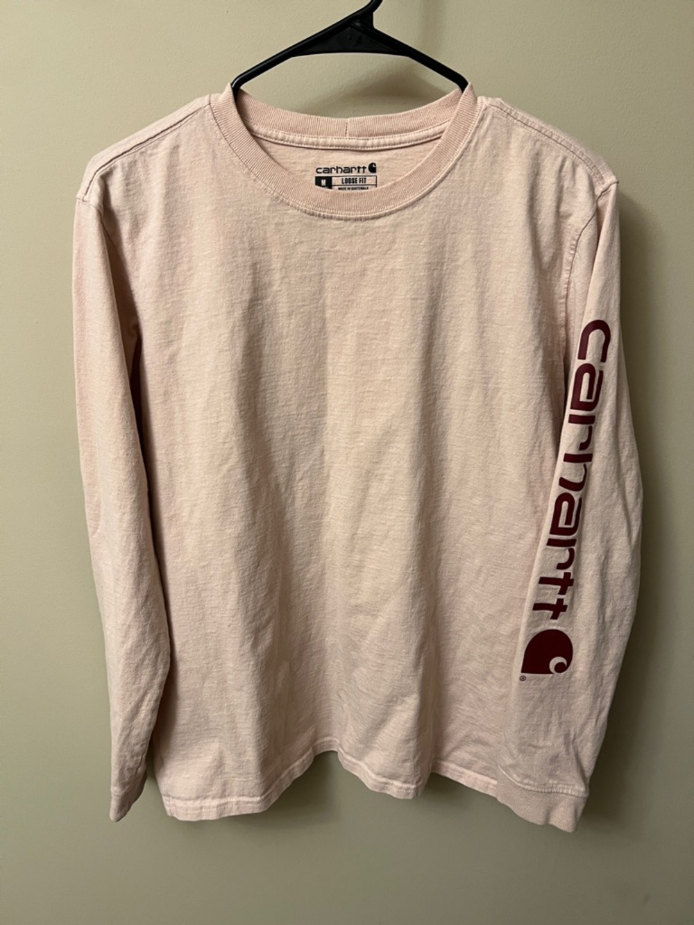 Carhartt light pink long sleeve loose fit shirt size womens medium